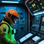 어몽어스 초보자를 위한 가이드 - **Prompt:** A vibrant, highly detailed scene inside the Medbay of "The Skeld" spaceship. A lime-gree...