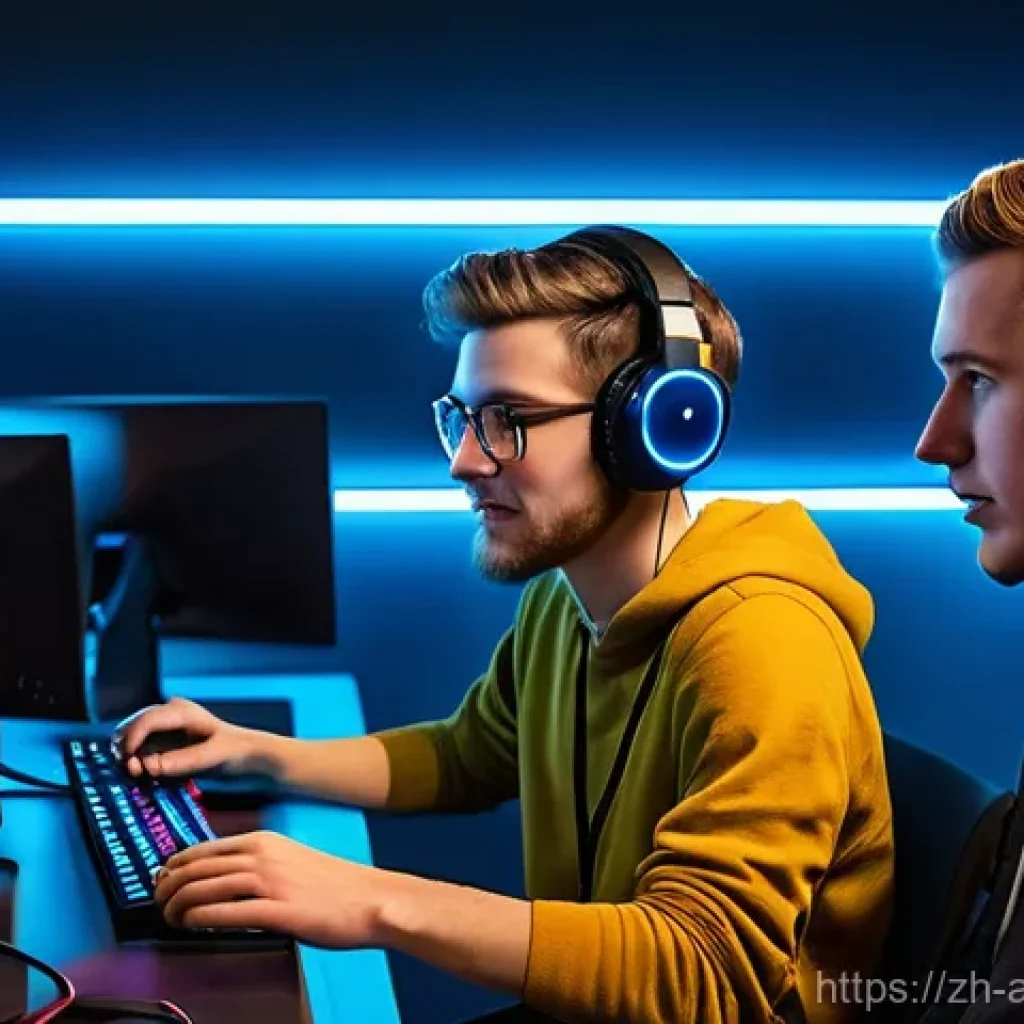 어몽어스 디스코드 서버 활용 - "A diverse group of 5-6 young adults, aged 18-30, deeply engrossed in a game of 'Among Us' on their ...