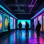 어몽어스 팬덤 커뮤니티 소개 - **Prompt 1: A Vibrant Digital Canvas of Creativity**
    "A visually rich and dynamic digital art ga...