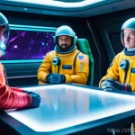 어몽어스 속 대유행 밈 - **Prompt for an Emergency Meeting Scene:**
    "A tense and dramatic scene capturing an 'Emergency M...